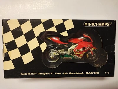 MINICHAMPS PMA 122061033 HONDA RC211V SPAIN'S MOTO GP 2006 MELANDRI 1/12 scale - Immagine 1 di 3