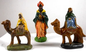 lote vintage 3 figuras belén cerámica terracota 3 reyes magos - Imagen 1 de 21