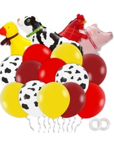Whaline 44Pcs Farm Walking Animals Balloons with 2 Rolls Ribbons ￼ - Picture 1 of 3