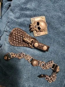 Vintage AKDMKS 3D Style Metal skull Belt Buckle & size 13 skull ring & more - Picture 1 of 1
