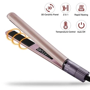 Professional Flat Iron Tool 2 in 1 Hair Straightener with Travel Storage Bag - Picture 1 of 3