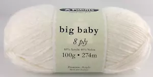 100g PATONS Big Baby 8 Ply #2656 Cream 60% Acrylic 40% Nylon - Picture 1 of 3