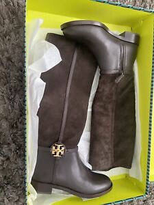 Tory Burch tall  boots  7.5 new Color brown Accented With Suede.