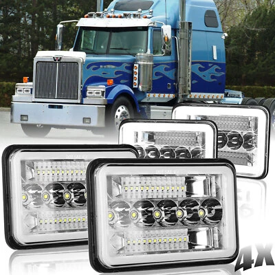 Faros LED H4656/4651 haz alto/bajo 4 piezas para camión Western Star 4900 4""x6" Foto 1 de 4