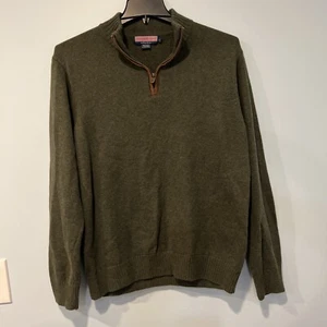 Vineyard Vines Pullover Herren Large 1/4 Zip Pullover Grün Wollmischung Ellenbogenaufnäher - Bild 1 von 9