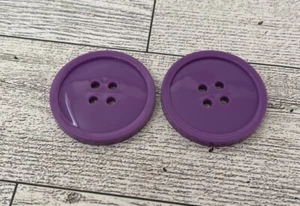 BUTTONS 1.5” Purple Plastic  Two Four Holes Sewing DIY Embellishments h1058 - Picture 1 of 2
