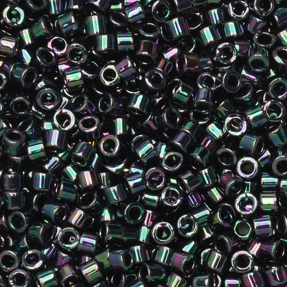 Miyuki Delica Seed Beads 11/0 Metallic Purple Green Gold Iris 7.2 Grams - Image 1 of 3