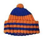 Chapeau vintage fait main tricot crochet bébé tout-petit bleu orange