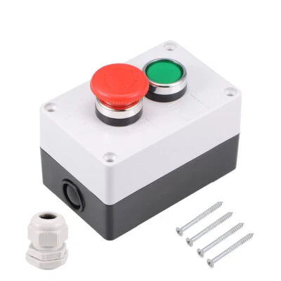 FIPUX Push Button Switch Box Momentary Green Switches and Emergency Stop 415V 10A