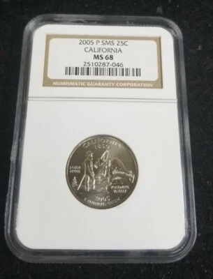 2005 P 25c State of California Quarter NGC MS 68 SMS  - Image 1 of 2