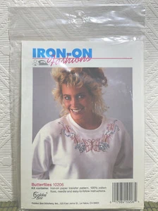 Golden Bee Iron-On Fashions Embroidery Kit Butterflies #10206 NEW - Picture 1 of 3