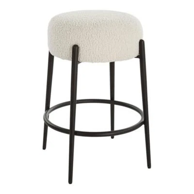 Taburete de mostrador contemporáneo de tela y metal Uttermost Arles 26" en blanco/negro Foto 1 de 4
