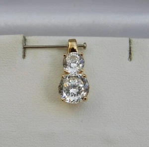 QVC DIAMONIQUE 14 KT GELBGOLD 100 FACETTEN 2 STEINE ZIRKONIA ANHÄNGER - 1,4 g - Bild 1 von 15