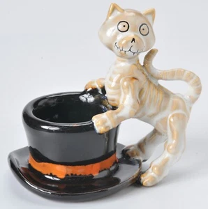 Yankee Candle Halloween Boney Bunch Skeleton Cat Hat Tea Light Candle Holder - Picture 1 of 6