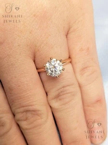 14k Gold 1.5Ct Round Cut IGI Certified Lab Grown Diamond Engagement Wedding Ring - Picture 1 of 10
