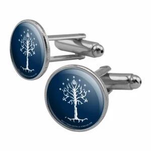 Lord of the Rings Tree of Gondor Round Cufflink Set Silver Color - Picture 1 of 6