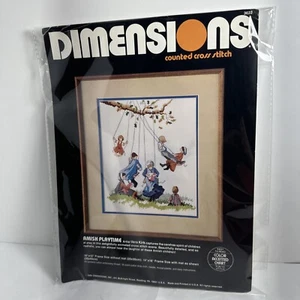 VTG 1986 Dimensions Cross Stitch Kit Amish Playtime #3622 Finished Size 10”X 12” - Picture 1 of 3
