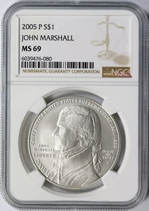 2005-P John Marshall $1 Commemorative Dollar NGC MS69 - Picture 1 of 2