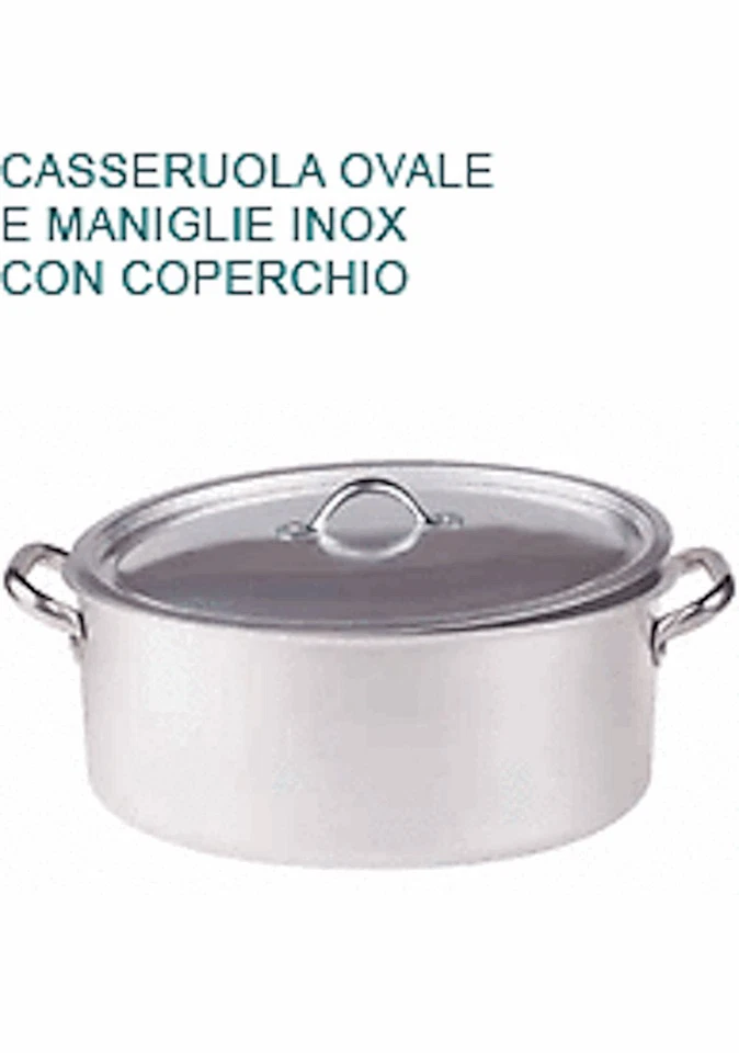Casseruola ovale 32X22X13H coperchio alluminio 3 Professionale Pentole Agnelli - Immagine 1 di 1