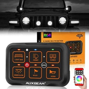 Auxbeam RGB 6 Gang Switch Panel With Dust Cover&Bracket Remote Dimmable For Jeep - Picture 1 of 12