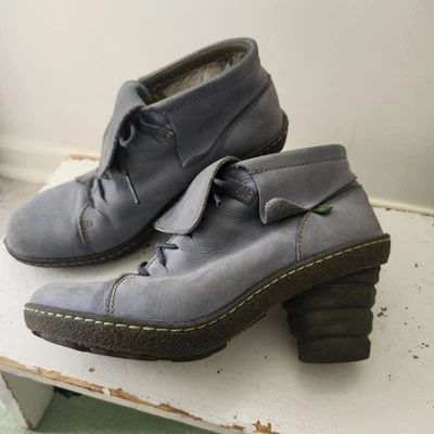 Turquoise Blue Leather & Suede El Naturalista Zip-Up Ankle Boots 6.5 37 - Image 1 of 4