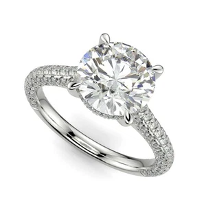3 Ct Round Cut Diamond Engagement Ring VS2 E White Gold 14k - Picture 1 of 6