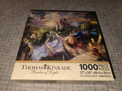 Disney Parks 1000 Piece Puzzle Thomas Kinkade Beauty & The Beast Falling In Love - Image 1 of 3