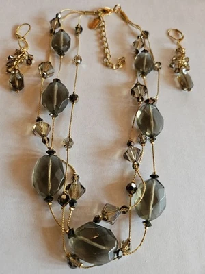 Dabby Reid Smoky Quartz And Swarovski Crystal and Earrings Set - Image 1 of 3