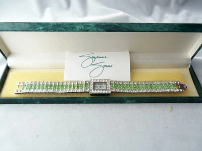 Reloj de Vestir Vintage Suzanne Somers Cristal y Estrás Verde Batería Nueva y Caja Foto 1 de 4