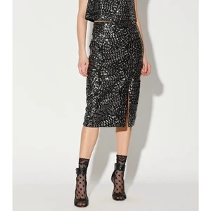  NUEVO CON ETIQUETAS Walter Baker Josette Falda Lentejuelas Gatsby Año Nuevo Negro/Plateado Talla 12  - Imagen 1 de 11