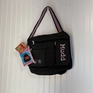 NWT Y2K Mudd Blue Denim Messenger Bag Pink Logo + Sling Emo Alt Grunge Travel - Picture 1 of 10