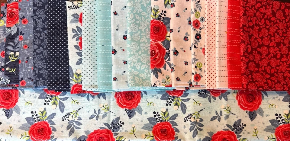 Kelly Panacci Roses Are Red OOP Fabric – 17 Fat Quarters Yard Cut – Riley Blake - Image 1 of 2