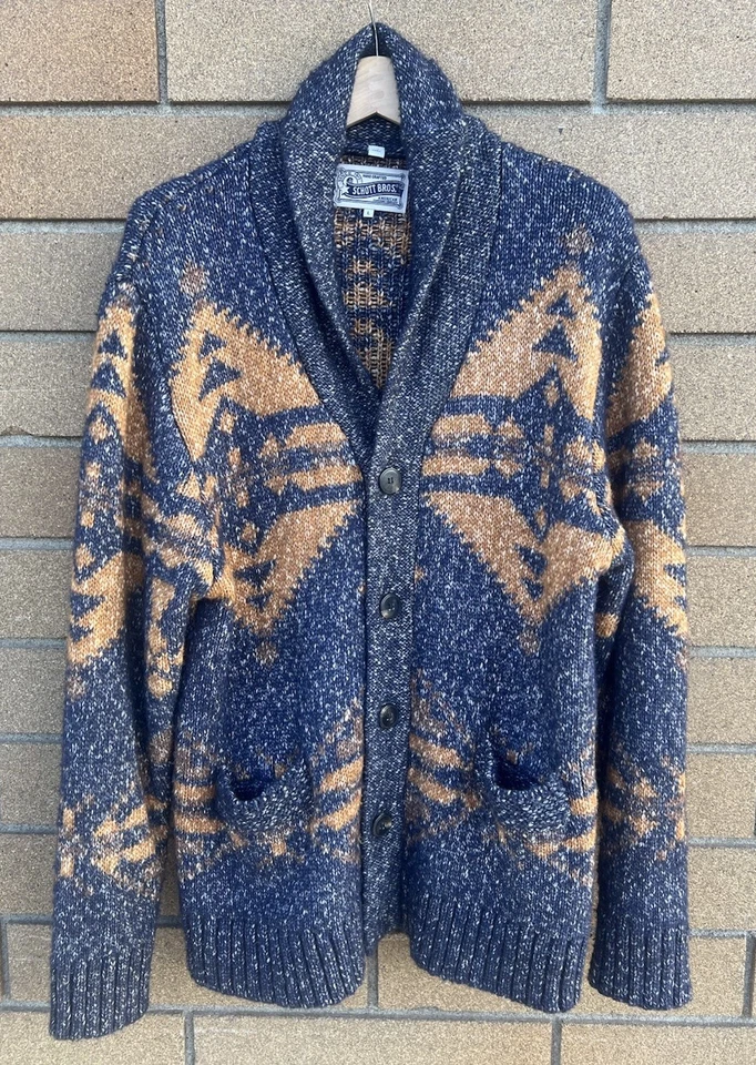 Schott Bros NYC Prescott Southwestern Wool Yak Blend Shawl Cardigan Sweater Sz L - Image 1 of 4