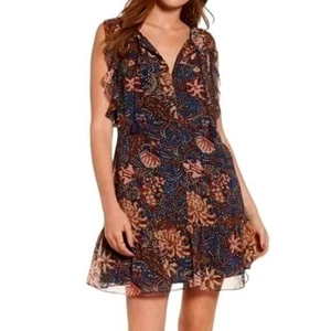 Women Madewell  mini dress lined chiffon fall colors Sleeveless sz M $ 128 - Picture 1 of 5