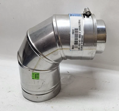 Duravent L88-553 W2-9003 Double-Wall Stainless Steel Vent 3" Elbow Pipe - Image 1 of 4