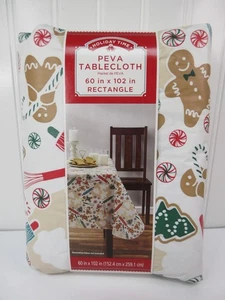 Holiday Time Baking for Christmas Tablecloth 60"x102" Gingerbread Peva Vinyl New - Picture 1 of 17
