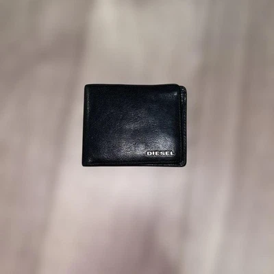 Cartera plegable de cuero de alta calidad Diesel negra de lujo compacta clásica elegante ITA Foto 1 de 4