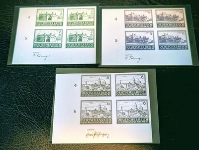 GERMANY 1943, GENERALGOUVERNEMENT MI. 113-115 U, VF MNH CORMER BLOCKS/ 4. - Image 1 of 4