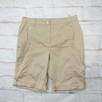CHICO’S Stretch Khaki Tab Cuff Bermuda Shorts Size 6, Small, Chico’s 0.5 - Image 1 of 4