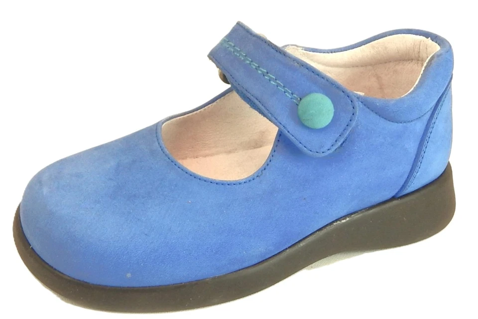 DE OSU - España -OFERTA - Zapatos de vestir escolares de cuero azul para niñas -Europeos 25 -Talla 8 Foto 1 de 4