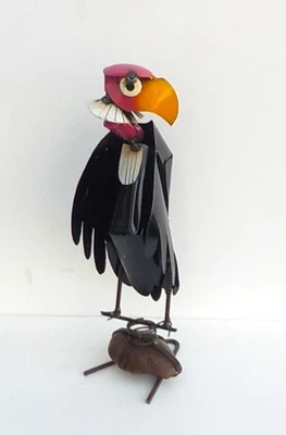 METAL ART TURKEY BUZZARD SCULPTURE 22"  TALL VULTURE ANIMAL WEIGHTED BASE - Image 1 of 4