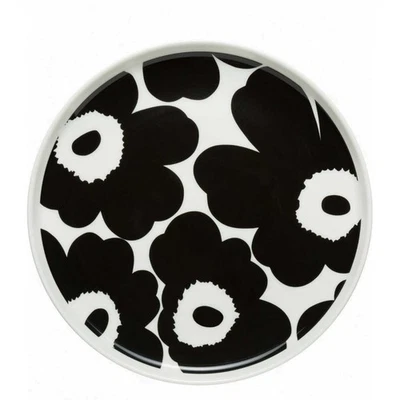 MARIMEKKO - Plato de ensalada Oiva Unikko | Gres con diseño de amapola blanca y negra... Foto 1 de 4