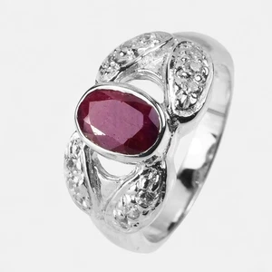 925 Sterling Silver Blood Red Ruby Handmade Bezel Rings Size 6.5 Fine Jewelry - Picture 1 of 9