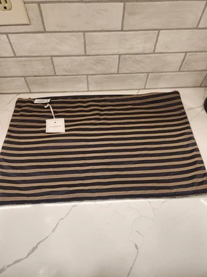 Williams Sonoma Home 100% Silk 22x14 Navy Blue Brown Pillow Cover New With Tags - Image 1 of 4