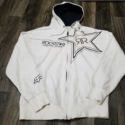 Moletom com capuz Fox Rockstar Energy Drink gráfico XL masculino branco (manchas) - Imagem 1 de 4