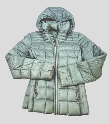 Jaqueta Michael Kors feminina pequena cinza empacotável preenchimento com capuz casaco acolchoado - Imagem 1 de 4