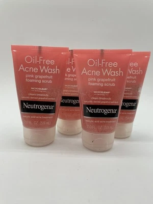 4x Neutrogena lavado sin aceite para acné mini exfoliante de muestra de 2,0 oz exfoliante rosa pomelo CADUCADO Foto 1 de 4