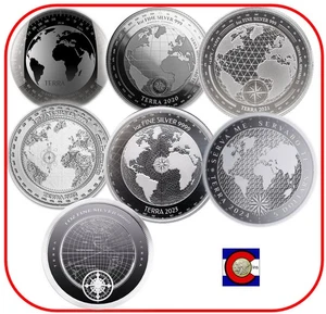 2020-2025 Tokelau/Niue Terra 1oz Silver BU Coins & 2018 Medal - (7) Rounds - Picture 1 of 8