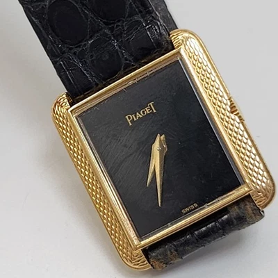 Piaget Protocole 20 x 25 mm 18K Yellow Gold Manual Black Leather Watch 41537 - Image 1 of 4