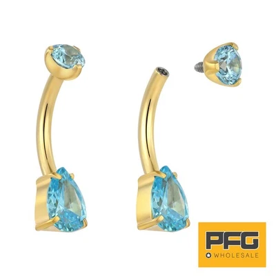 1pc Titanium Internally Threaded Gem Belly Button Navel Barbell Bar Ring 10mm - Imagem 1 de 4